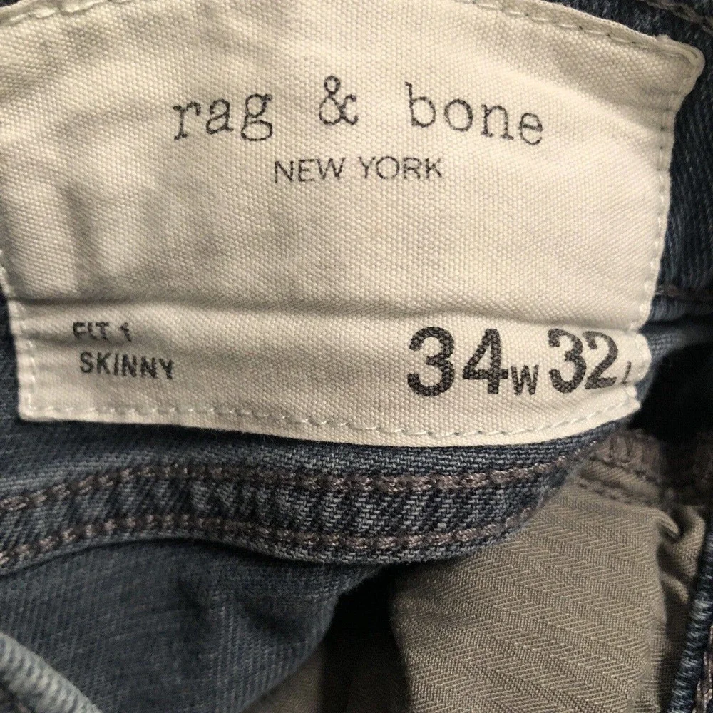 Rag & Bone New York Fit 1 Skinny Med Blue Hughes Stretch Denim Jeans 34x32 EUC - Picture 4 of 14